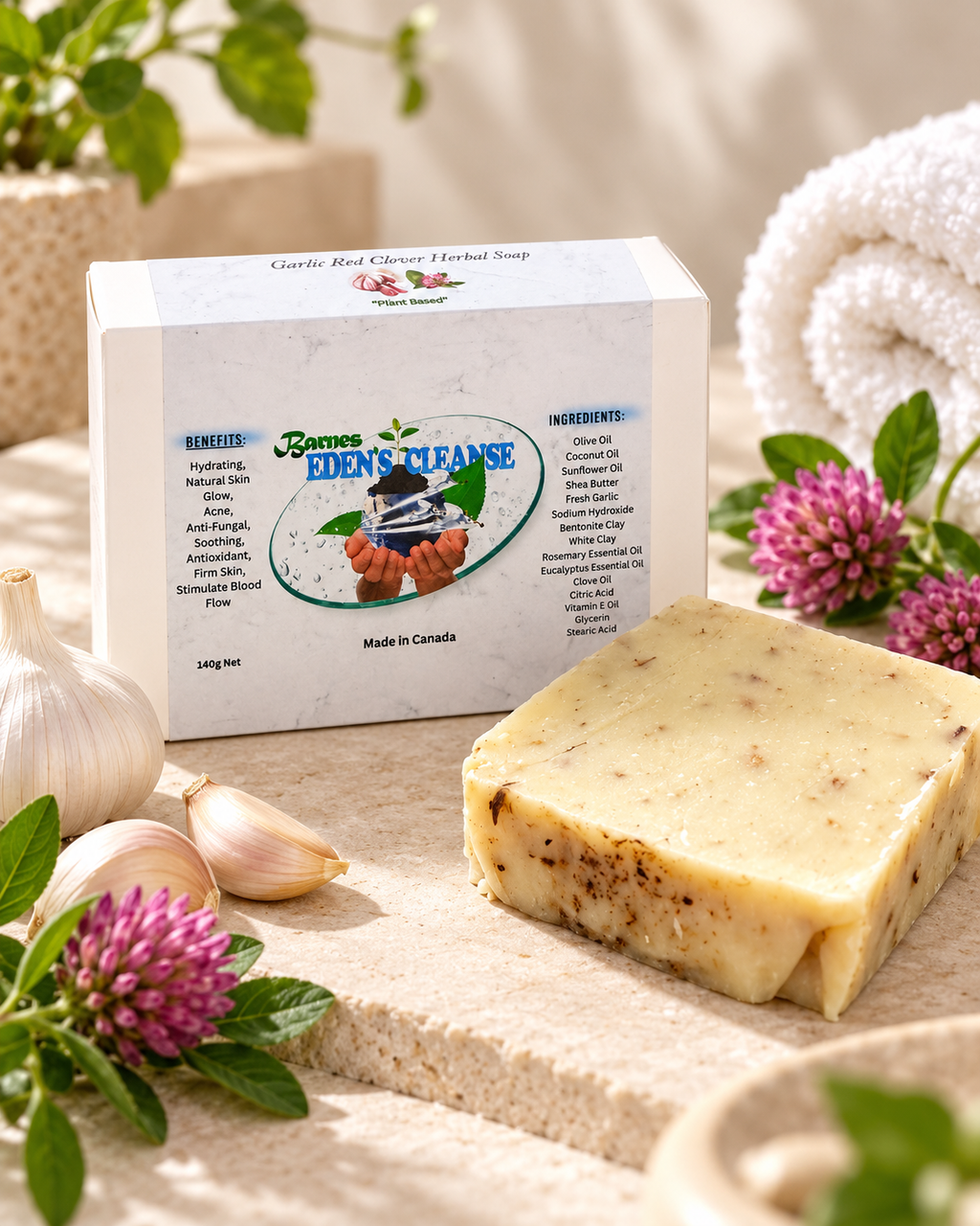 Garlic Red Clover Herbal Soap