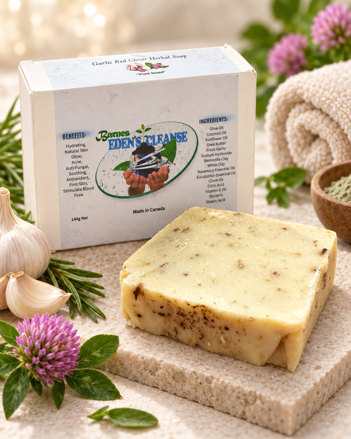Garlic Red Clover Herbal Soap