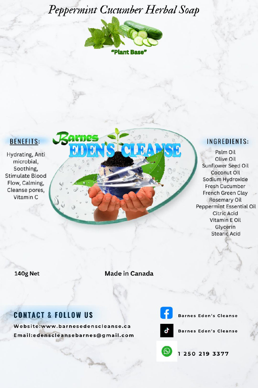 Peppermint Cucumber Herbal Soap